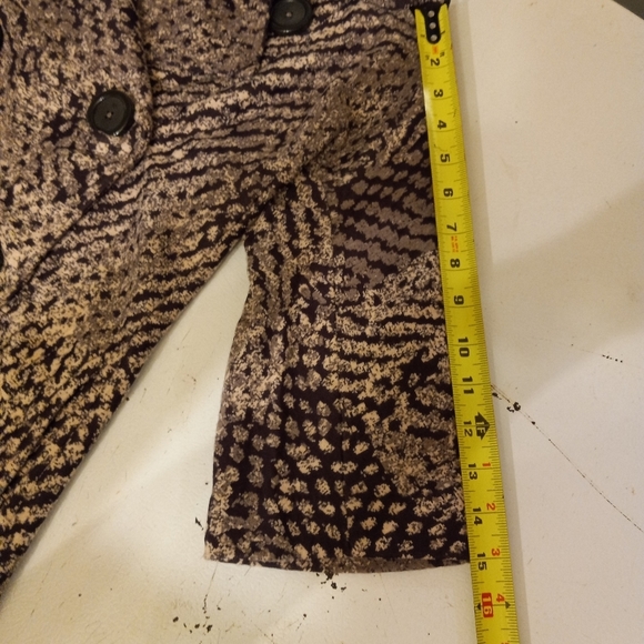 NIC + Zoe Blazer Jacket Double Breast Brown Beige Abstract Cropped Size PM/34 - Picture 6 of 8